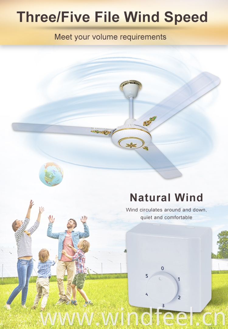 ceiling fan with 5 speed and 3 metal high speed dc cieling fan
